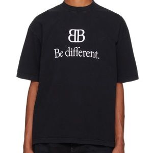 Extra small Balenciaga be different logo embroidered T-shirt